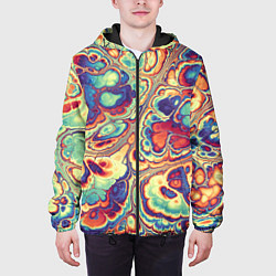 Куртка с капюшоном мужская Абстрактный разноцветный паттерн, цвет: 3D-черный — фото 2