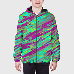 Куртка с капюшоном мужская Разноцветные паттерны, цвет: 3D-черный — фото 2