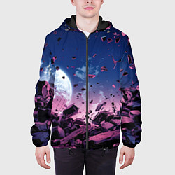 Куртка с капюшоном мужская Абстрактные частицы в космосе, цвет: 3D-черный — фото 2