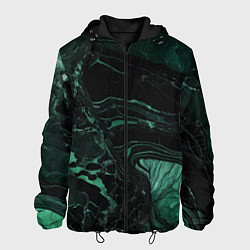 Куртка с капюшоном мужская Черно-зеленый мрамор, цвет: 3D-черный