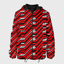 Куртка с капюшоном мужская Киберпанк узор красный и чёрный, цвет: 3D-черный