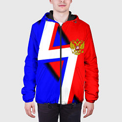 Куртка с капюшоном мужская Герб России спортивный стиль, цвет: 3D-черный — фото 2