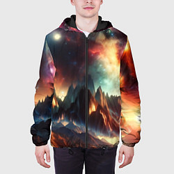 Куртка с капюшоном мужская Space landscape with mountains, цвет: 3D-черный — фото 2