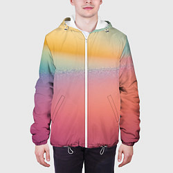 Куртка с капюшоном мужская Радужные переходы градиент, цвет: 3D-белый — фото 2