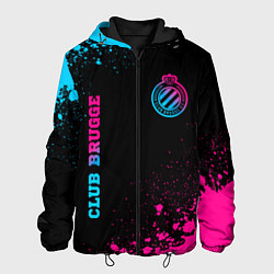 Куртка с капюшоном мужская Club Brugge - neon gradient вертикально, цвет: 3D-черный