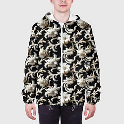 Куртка с капюшоном мужская Узор в стиле барокко, цвет: 3D-белый — фото 2