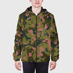 Куртка с капюшоном мужская Камуфляжный паттерн зеленый с розовыми пятнами, цвет: 3D-черный — фото 2
