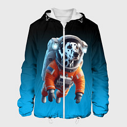 Куртка с капюшоном мужская Далматинец космонавт в открытом космосе, цвет: 3D-белый