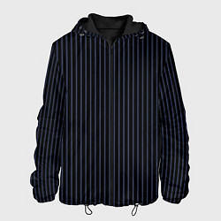Куртка с капюшоном мужская Тёмный синий в полоску, цвет: 3D-черный