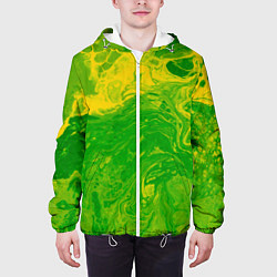 Куртка с капюшоном мужская Зеленые подтеки, цвет: 3D-белый — фото 2