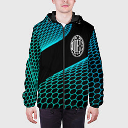 Куртка с капюшоном мужская AC Milan football net, цвет: 3D-черный — фото 2