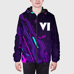 Куртка с капюшоном мужская GTA 6 neon gaming, цвет: 3D-черный — фото 2