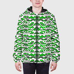 Куртка с капюшоном мужская Техно броня зелёно-белая, цвет: 3D-черный — фото 2