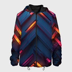 Куртка с капюшоном мужская Неоновый узор стальные раскалённые пластины, цвет: 3D-черный