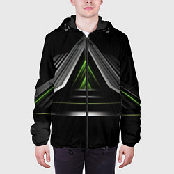 Куртка с капюшоном мужская Black green abstract nvidia style, цвет: 3D-черный — фото 2