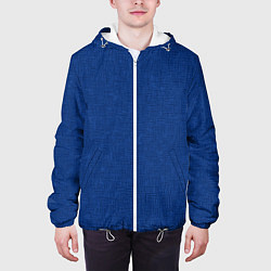 Куртка с капюшоном мужская Текстура синий однотонный, цвет: 3D-белый — фото 2
