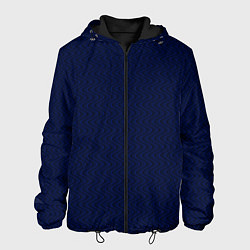 Куртка с капюшоном мужская Тёмно-синий волнистые линии, цвет: 3D-черный