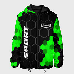 Куртка с капюшоном мужская Geely green sport hexagon, цвет: 3D-черный
