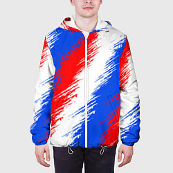 Куртка с капюшоном мужская Триколор штрихи красок, цвет: 3D-белый — фото 2