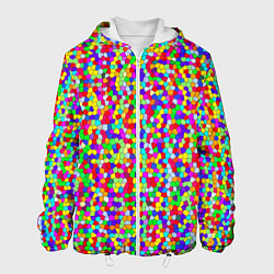 Куртка с капюшоном мужская Разноцветная мелкая мозаика, цвет: 3D-белый