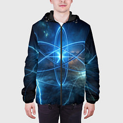 Куртка с капюшоном мужская Светящийся атом и молнии, цвет: 3D-черный — фото 2