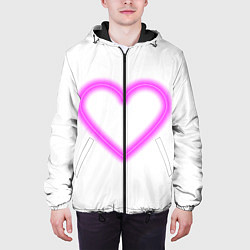 Куртка с капюшоном мужская Неоновое сиреневое сердце, цвет: 3D-черный — фото 2