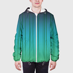 Куртка с капюшоном мужская Хаотичные зеленые линии, цвет: 3D-белый — фото 2