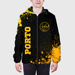 Куртка с капюшоном мужская Porto - gold gradient вертикально, цвет: 3D-черный — фото 2