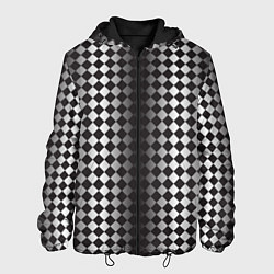 Куртка с капюшоном мужская Паттерн черных и белых квадратов, цвет: 3D-черный