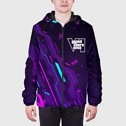 Куртка с капюшоном мужская GTA6 neon gaming, цвет: 3D-черный — фото 2