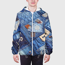 Куртка с капюшоном мужская Vanguard jeans patchwork - ai art, цвет: 3D-белый — фото 2