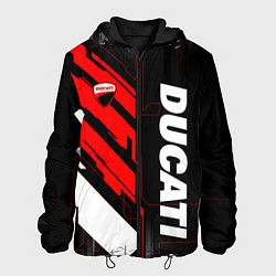 Куртка с капюшоном мужская Ducati - красный технологический, цвет: 3D-черный