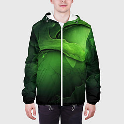 Куртка с капюшоном мужская Зеленая яркая абстрактная текстура, цвет: 3D-белый — фото 2