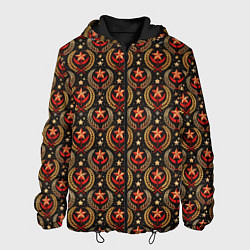 Куртка с капюшоном мужская Паттерн СССР черный фон, цвет: 3D-черный