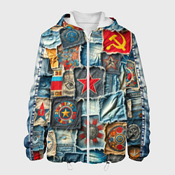 Куртка с капюшоном мужская Ретро пэчворк СССР, цвет: 3D-белый