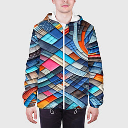 Куртка с капюшоном мужская Абстрактный авангардный пэчворк - нейросеть, цвет: 3D-белый — фото 2