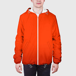 Куртка с капюшоном мужская Пылкий красно-оранжевый градиент, цвет: 3D-белый — фото 2