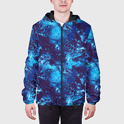 Куртка с капюшоном мужская Ледяной синий, цвет: 3D-черный — фото 2