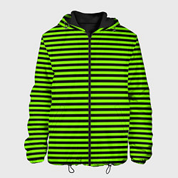 Куртка с капюшоном мужская Кислотный зелёный в чёрную полоску, цвет: 3D-черный