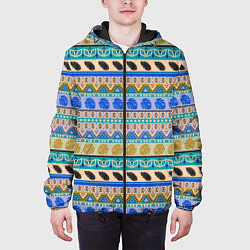 Куртка с капюшоном мужская Полосатый тропический летний узор, цвет: 3D-черный — фото 2