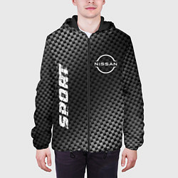 Куртка с капюшоном мужская Nissan sport carbon, цвет: 3D-черный — фото 2