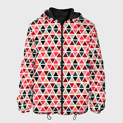 Куртка с капюшоном мужская Бирюзово-розовый геометричный треугольники, цвет: 3D-черный