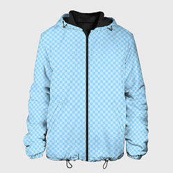 Куртка с капюшоном мужская Светлый голубой паттерн мелкая шахматка, цвет: 3D-черный
