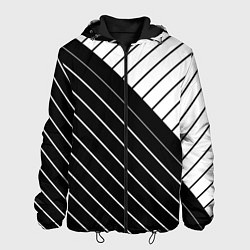 Куртка с капюшоном мужская Чёрно-белый косые линии, цвет: 3D-черный