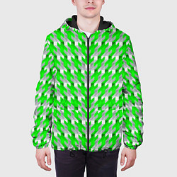 Куртка с капюшоном мужская Зелёно-белый паттерн, цвет: 3D-черный — фото 2