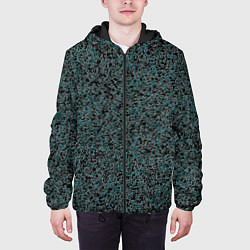 Куртка с капюшоном мужская Чёрно-бирюзовый эффект объёмной текстуры, цвет: 3D-черный — фото 2