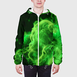 Куртка с капюшоном мужская Зелёный густой дым - inferno green, цвет: 3D-белый — фото 2