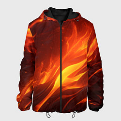 Куртка с капюшоном мужская Яркие языки пламени, цвет: 3D-черный