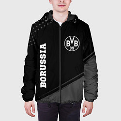 Куртка с капюшоном мужская Borussia sport на темном фоне вертикально, цвет: 3D-черный — фото 2