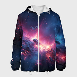 Куртка с капюшоном мужская Взрыв в космосе, цвет: 3D-белый